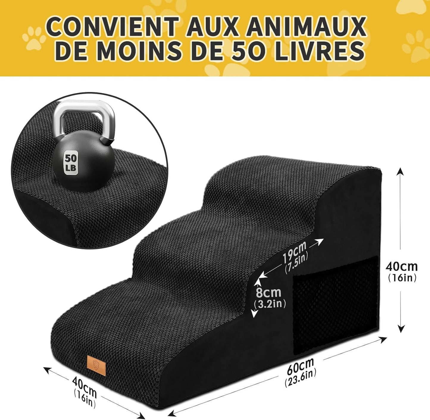 Escalier pour Chien petit à moyen - Aide à la Mobilité pour Chiens Seniors